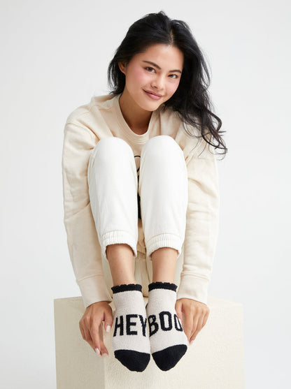 Shiraleah "Hey Boo" Home Socks, Taupe - FINAL SALE ONLY