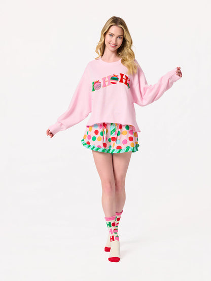 Shiraleah "Ho Ho Ho" Lounge Sweatshirt BLUSH / EXTRA SMALL