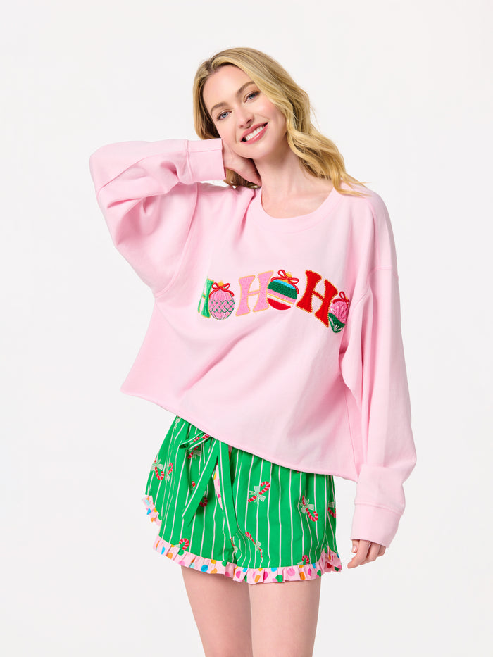 Shiraleah "Ho Ho Ho" Lounge Sweatshirt BLUSH / EXTRA SMALL