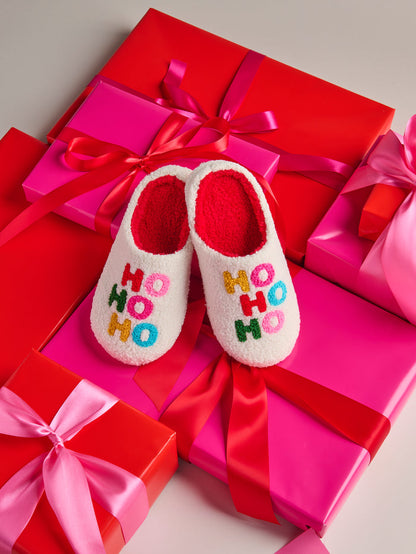 Shiraleah "Ho Ho Ho" Slippers, Ivory