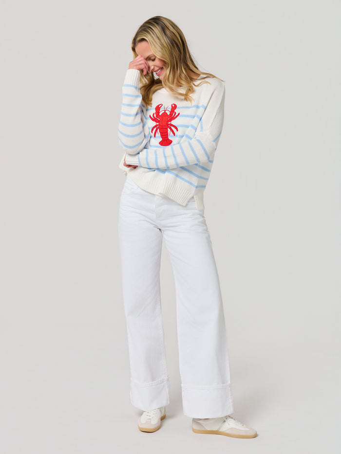 Shiraleah Lobster Relaxed Fashion Fit Sweater, White SMALL