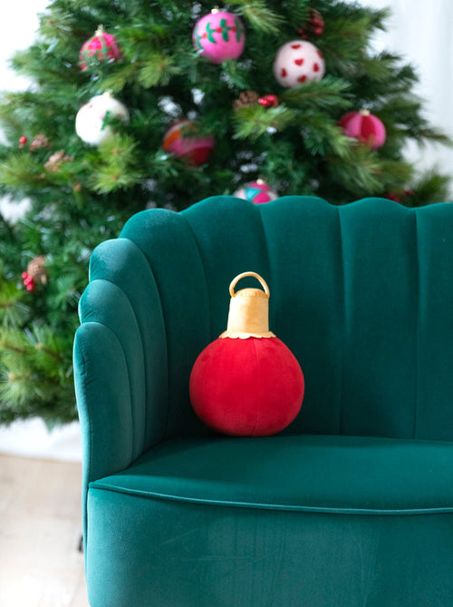 Shiraleah Merry Bauble Small Pillow, Red - FINAL SALE ONLY