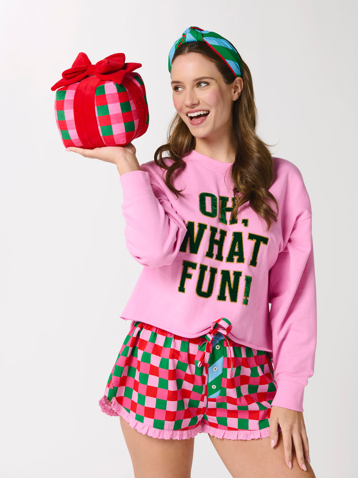 Shiraleah "Oh What Fun" Lounge Sweatshirt, Candy Pink