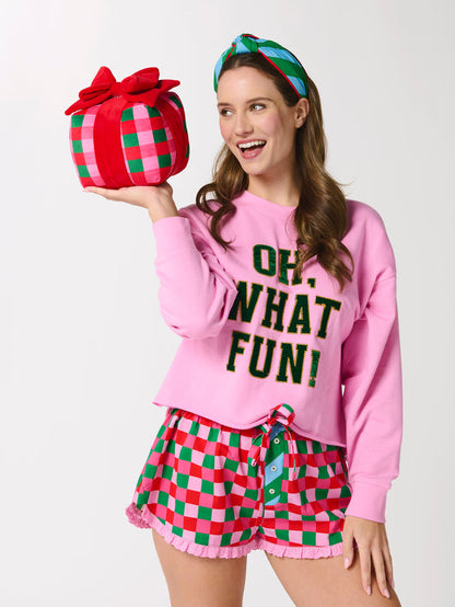 Shiraleah "Oh What Fun" Lounge Sweatshirt, Candy Pink