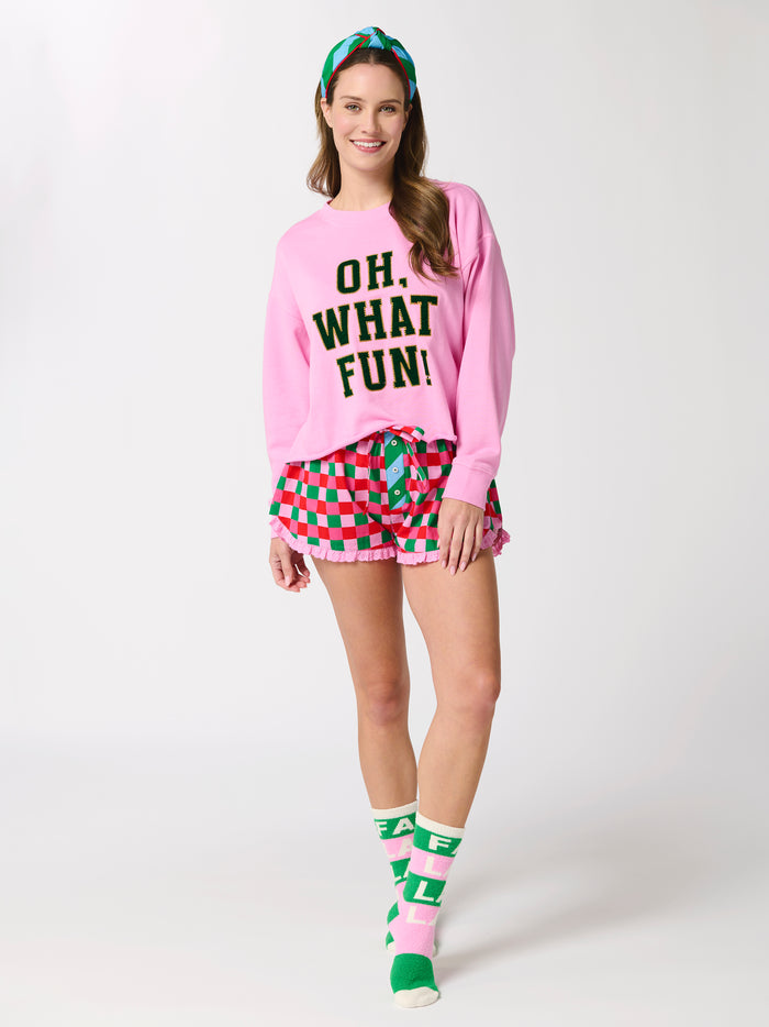 Shiraleah "Oh What Fun" Lounge Sweatshirt, Candy Pink