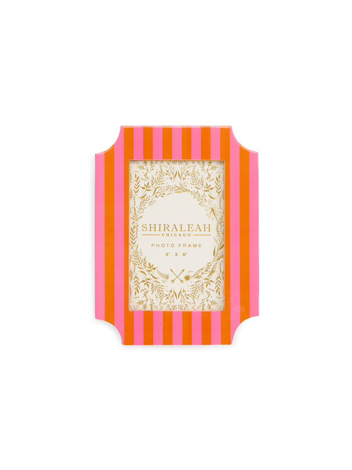 Shiraleah Poppy 4" X 6" Striped Geo Edge Picture Frame ORANGE / OS