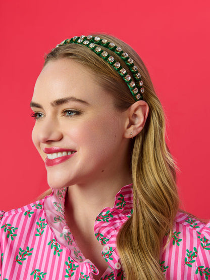Shiraleah Rhinestone Double Headband GREEN / OS