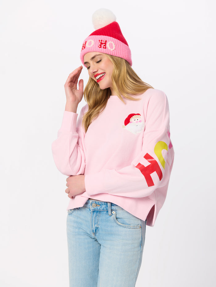 Shiraleah Santa/"Ho Ho Ho" Relaxed Sweatshirt BLUSH / EXTRA SMALL