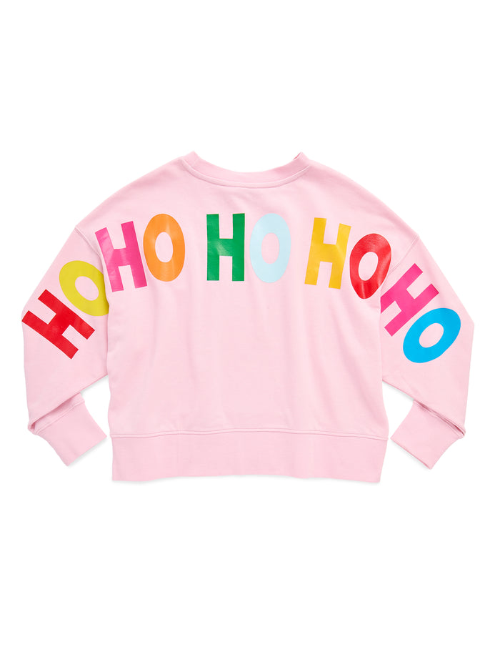 Shiraleah Santa/"Ho Ho Ho" Relaxed Sweatshirt BLUSH / EXTRA SMALL
