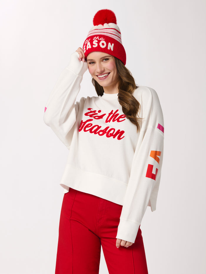 Shiraleah "'Tis The Season/Fa La La" Relaxed Sweatshirt, Ivory