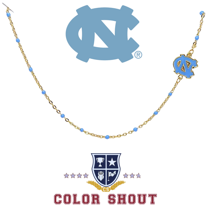 Side Set UNC Logo on Enamel Bead Necklace - Main View - Color Shout