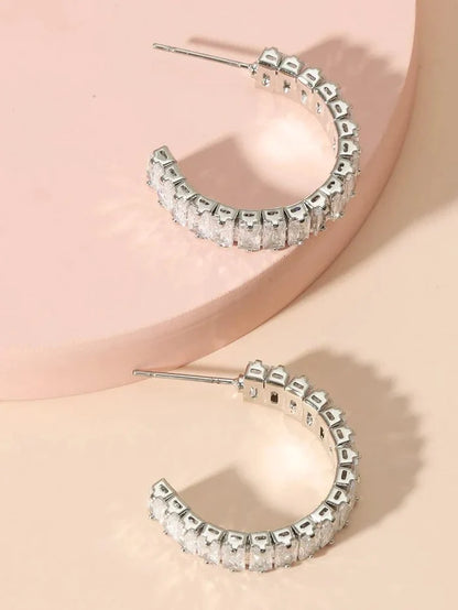 Silver Diamante Crystal Cuff Earrings - Franklins