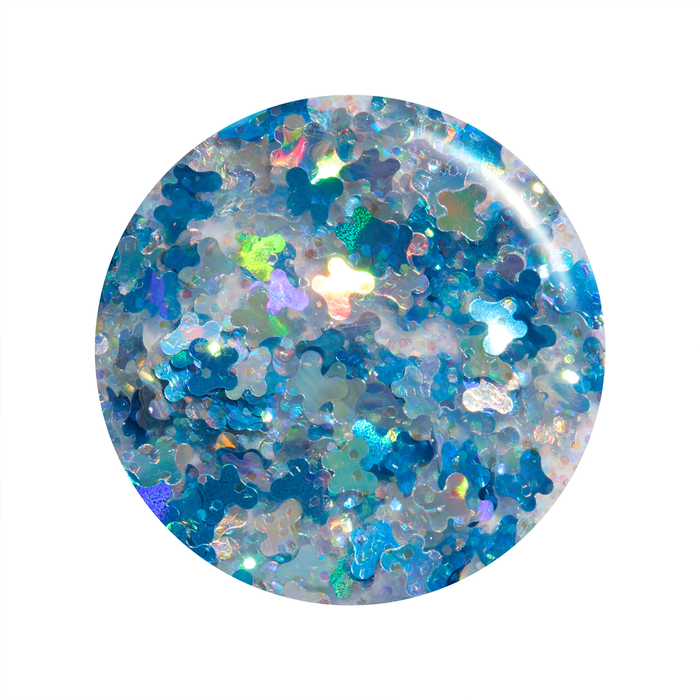 Silver Skyline blue butterfly glitter nail polish color swatch