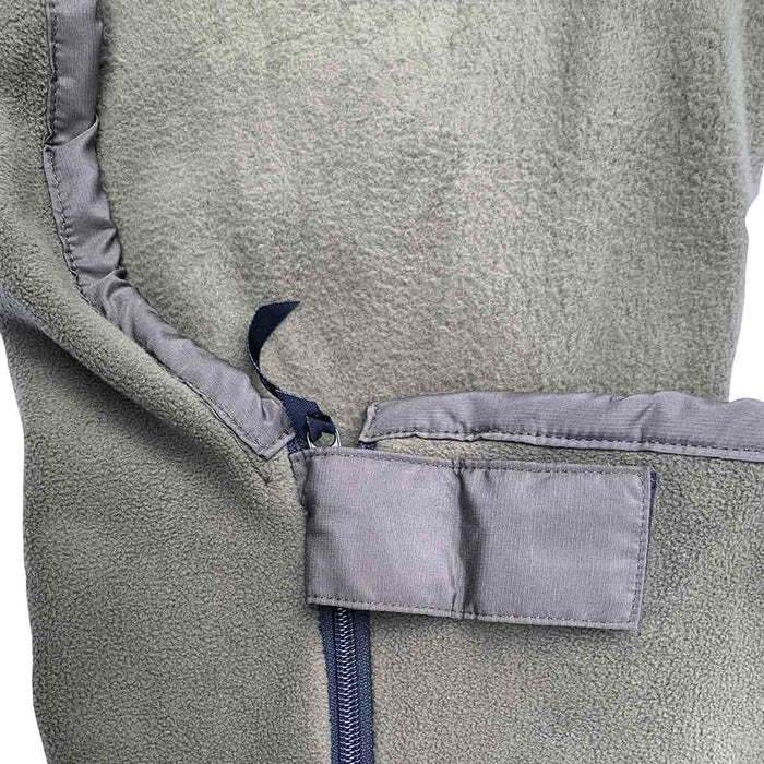 closeup of olive snugpak fleece liner