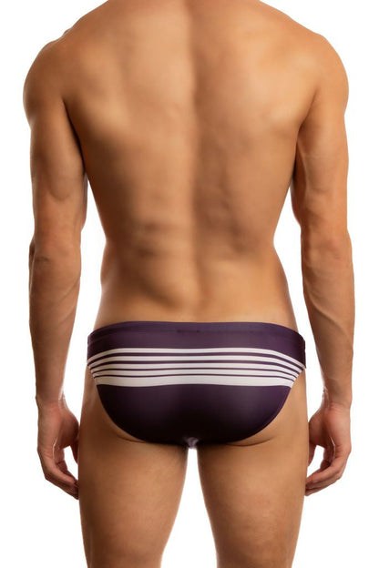 Jack Adams Sport Stripes Low Rise 1" Swim suit in purple - premium,  fashionable and fun swimsuits, swim briefs, swim trunks and swim bikinis