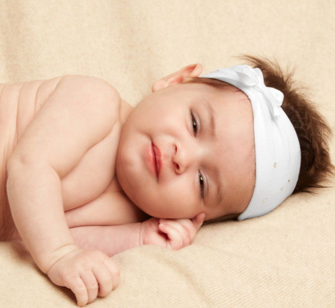 STORY LORIS baby headband with diamante and satin bow