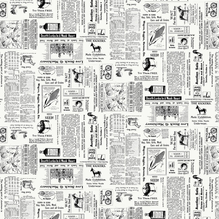 Studio E - Neighborhood Association Off-White Newspaper Fabric 8424-01 Sold by the Yard
