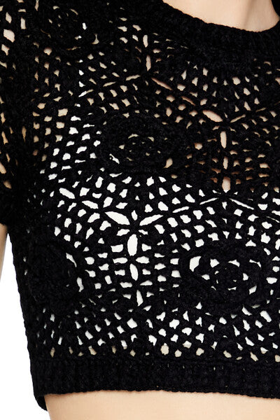 Sweater-Knit Crochet Crop Top