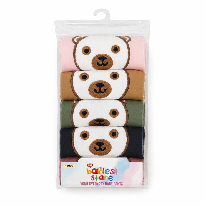 TBS - Pack of 5 - Embroidered Trousers - Colorful - Bears (12-18 Months) - 26