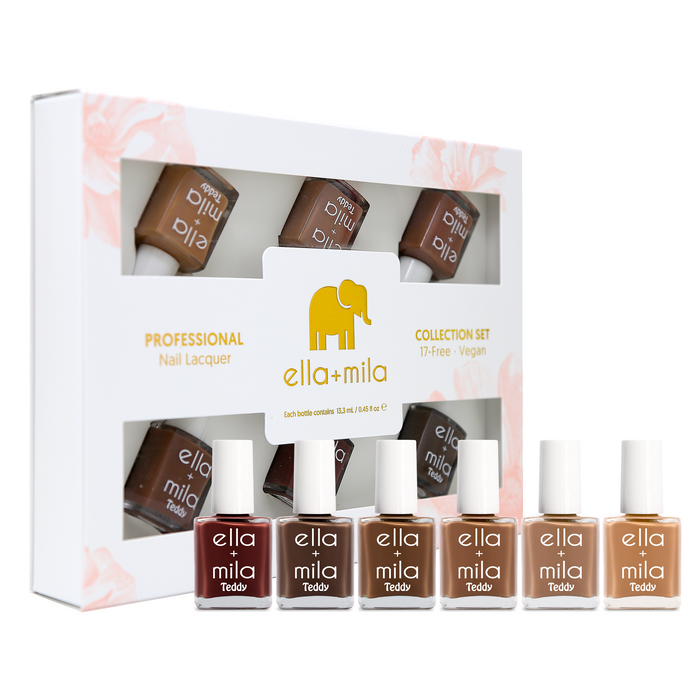 Teddy Collection 6-pack nail polish gift box with bottles displayed