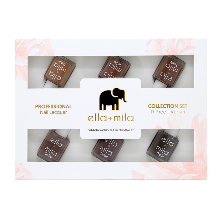 Teddy Collection 6-pack nail polish gift box, front view