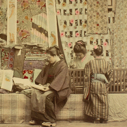 Textile Store | Japanese Antique Hand Tinted Albumen Photo