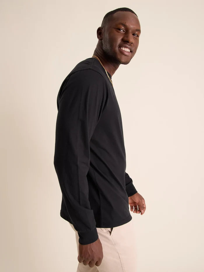 The Basically (L/S Pocket T-Shirt) - True Black - Image 3 - Chubbies Shorts