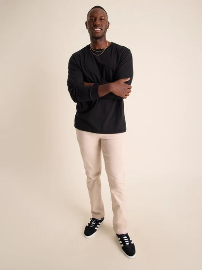 The Basically (L/S Pocket T-Shirt) - True Black - Image 4 - Chubbies Shorts