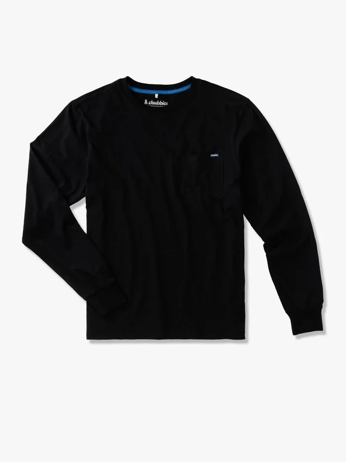 The Basically (L/S Pocket T-Shirt) - True Black - Image 1 - Chubbies Shorts