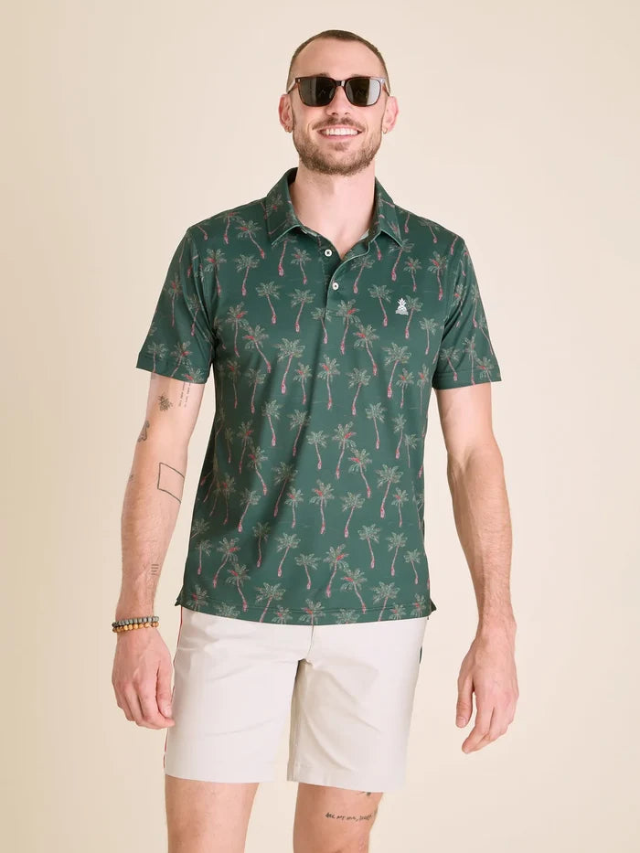 The Brushstroke Palm- Green (Range Polo) - Image 1 - Chubbies Shorts