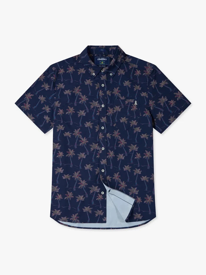 The Brushstroke Palms- Navy (Performance Friday Shirt) - Image 1 - Chubbies Shorts