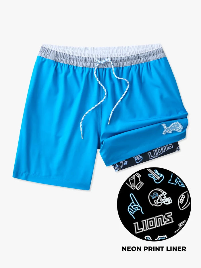 The Lions 5.5" (NFL Classic Lined Swim Trunks) - Image 1 - Chubbies Shorts