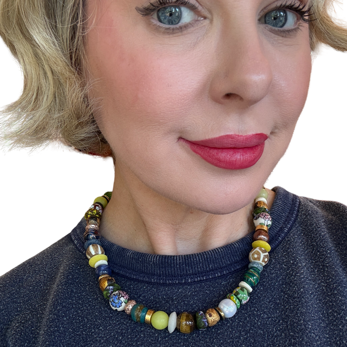 house of sttrand murano glass beaded necklace one of a kind