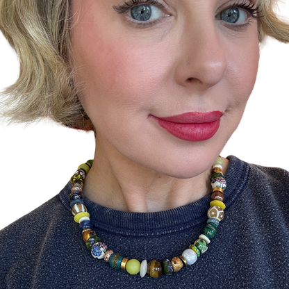 house of sttrand murano glass beaded necklace one of a kind