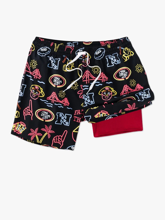 The Neon 49ers 5.5" (NFL Classic Lined Swim Trunks) - Image 1 - Chubbies Shorts
