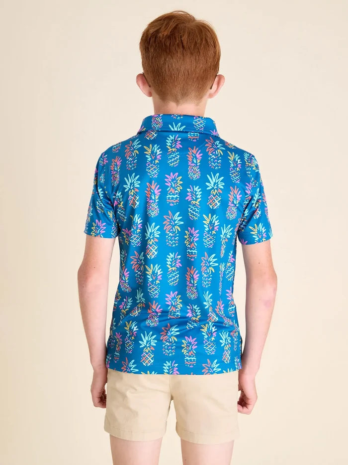 The Pineapple Sketch (Boys Performance Polo) - Image 2 - Chubbies Shorts