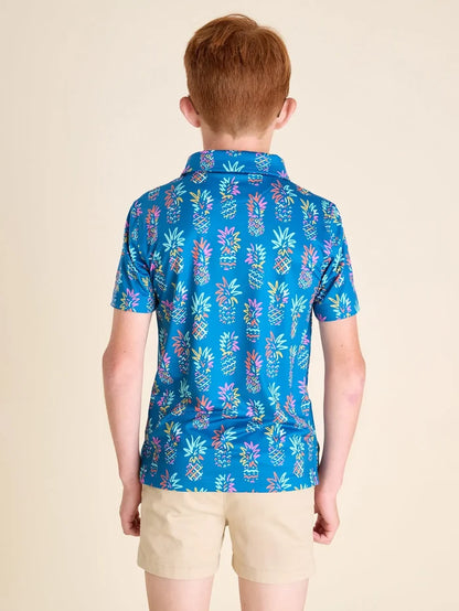 The Pineapple Sketch (Boys Performance Polo) - Image 2 - Chubbies Shorts
