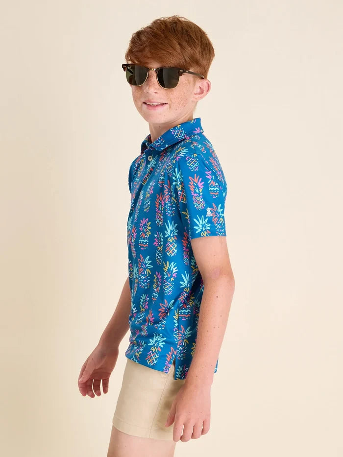 The Pineapple Sketch (Boys Performance Polo) - Image 3 - Chubbies Shorts
