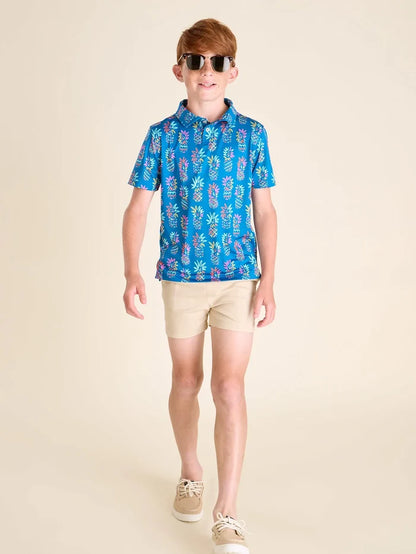 The Pineapple Sketch (Boys Performance Polo) - Image 4 - Chubbies Shorts