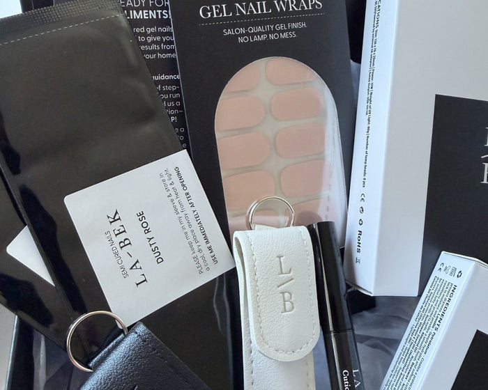 The Rose Edit gift set, styled flat lay, alternate angle