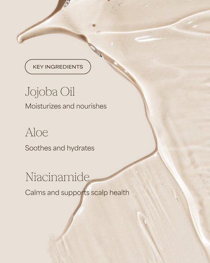 Product packaging with key ingredients listed on a beige background