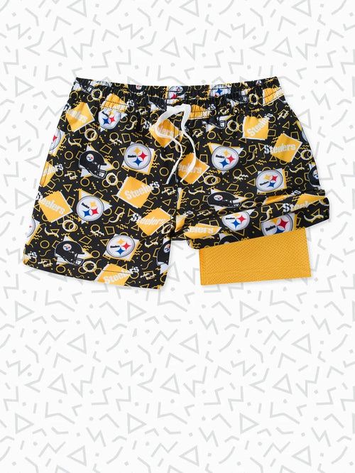 The Steelers Game Day Fit (Boys Classic Lined Trunk) - Image 1 - Chubbies Shorts
