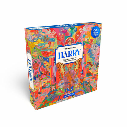 The World of Harry Styles | 1,000 Piece Jigsaw Puzzle box featuring colorful, surreal illustrations.