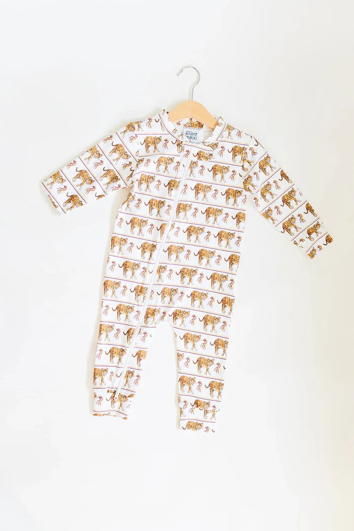 Tiger Purple & Gold Zipper Pajamas