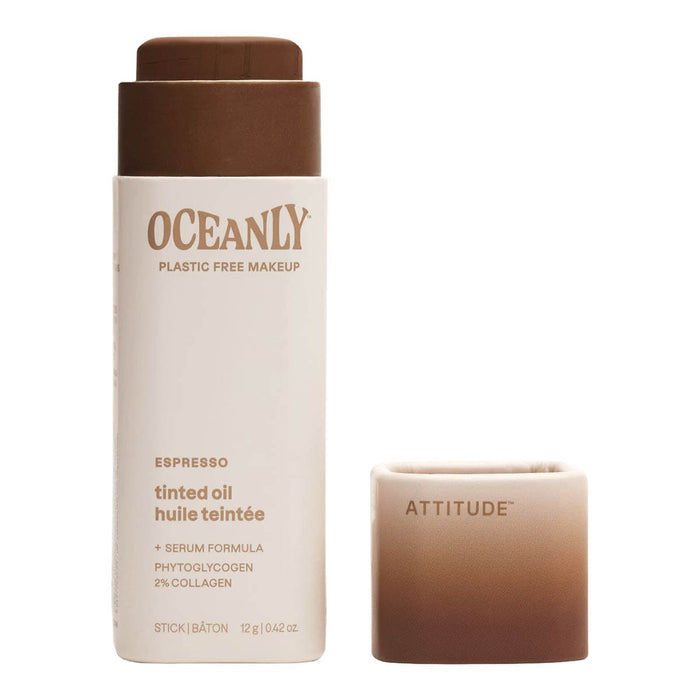 Oceanly plastic free makeup stick and bar on a white background.