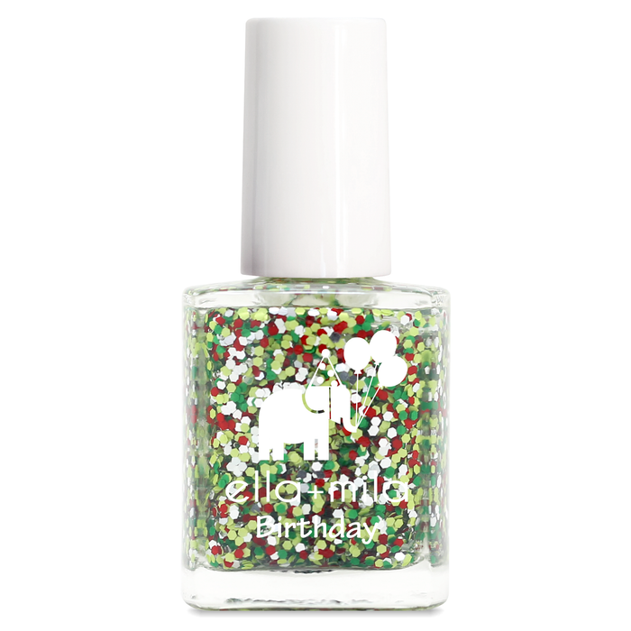Tis the Season red, green and gold multicolor confetti glitter nail polish bottle – ella+mila Birthday