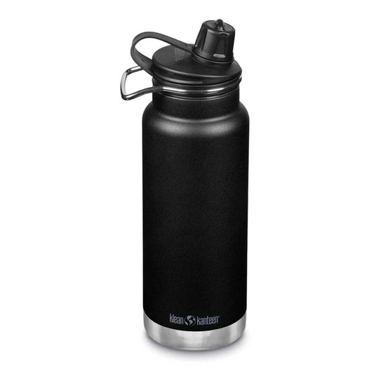 Klean Kanteen TK Wide Insulated Water Bottle 946ml with Chug Cap - Shale Black. Metal carry loop.