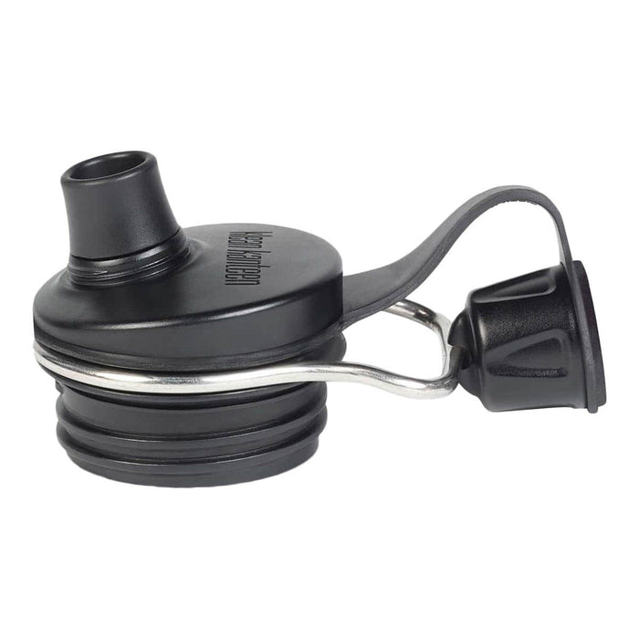 Closeup of chug cap with cap removed and attached to the metal carry loop.