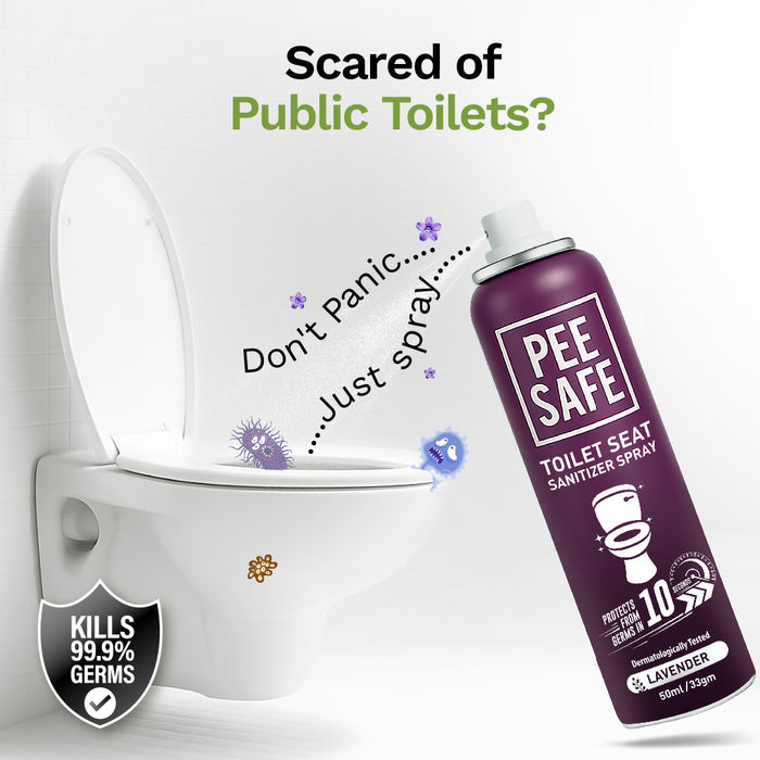 Pee Safe Toilet Seat Sanitizer Spray (Lavender) - 50 ML - BULK BUY
