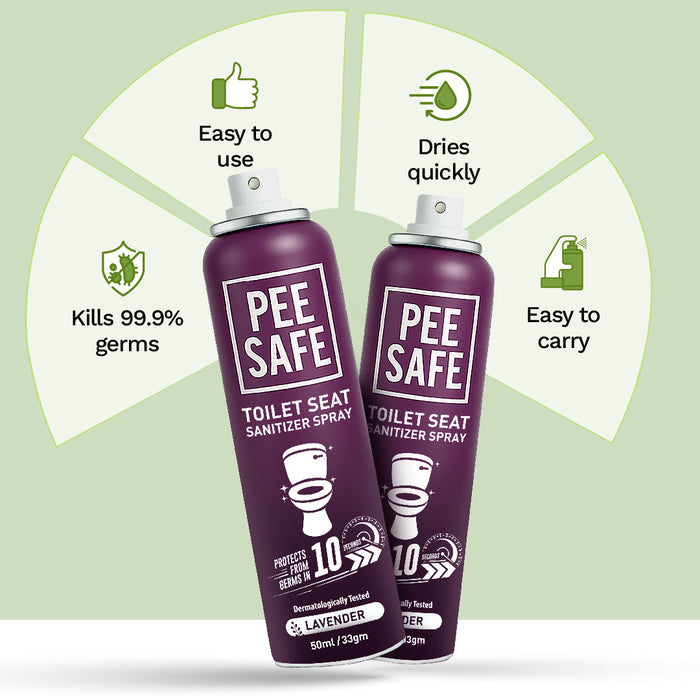 Pee Safe Toilet Seat Sanitizer Spray (Lavender) - 50 ML - BULK BUY